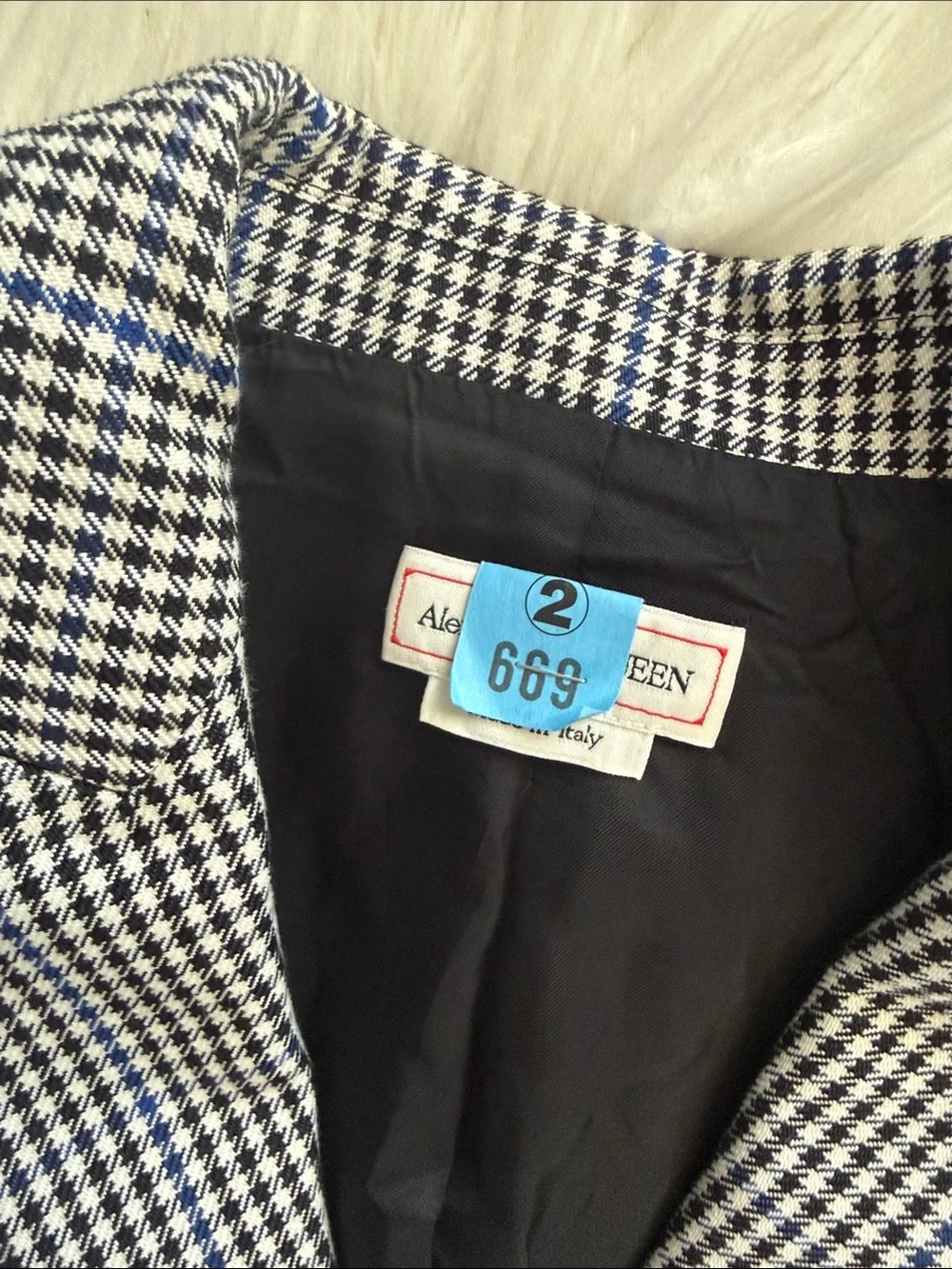 Alexander McQueen Made in Italy Houndstooth Print Blazer/Coat Size 42